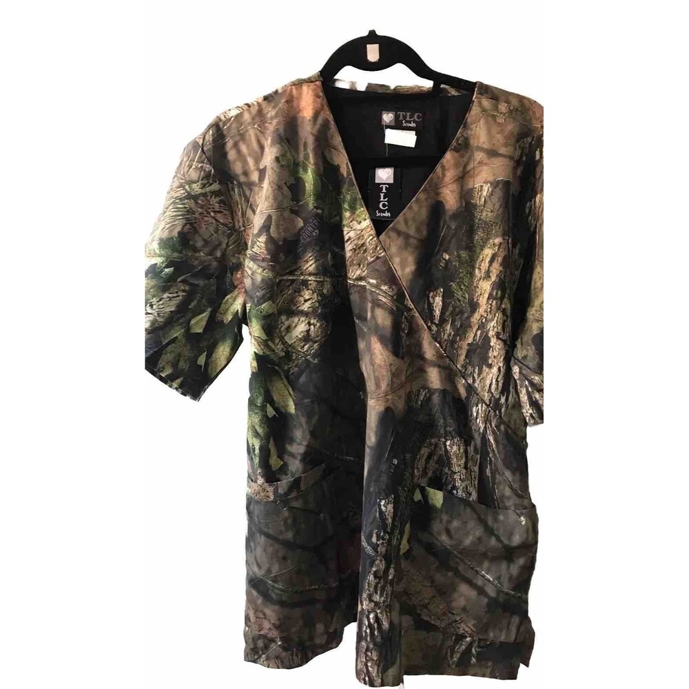TLC Scrubs Shirt Top Army Green Camo Size XL Womenswear /Uniform